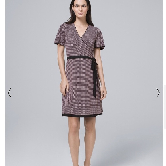 White House Black Market Reversable Floral/Geo Print Faux Wrap Dress Size 2 - Picture 2 of 8